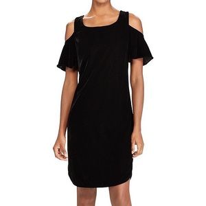 Ralph Lauren Velvet Cold Shoulder Dress Black NEW